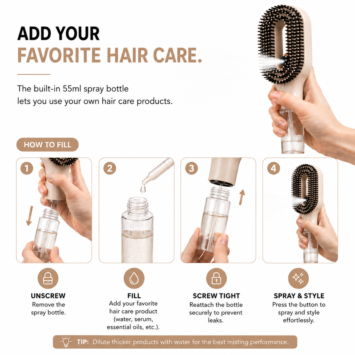 The Hair Ritual 2-in-1 Spray & Detangle Brush